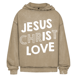 Oversize Washed Hoodie jesus christ love