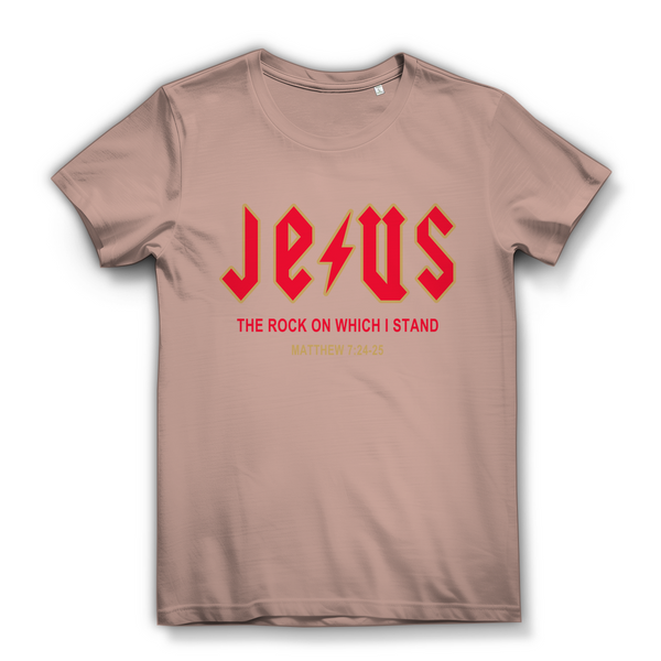 Damen Bio T-Shirt jesus the rock matthew 7:24-25