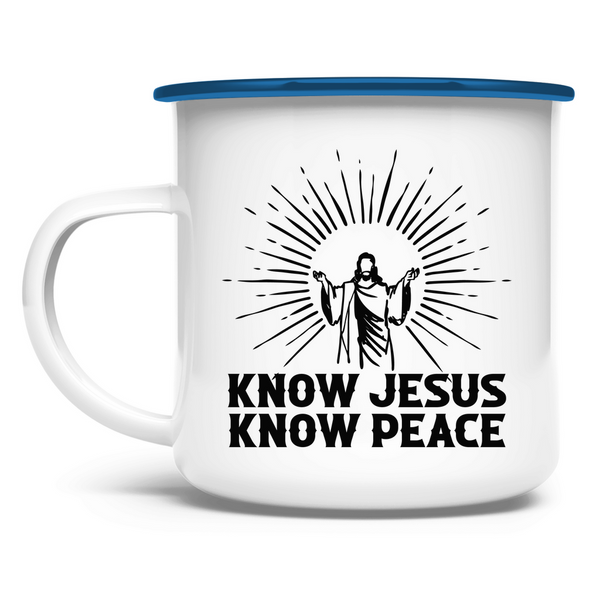 Emaille Tasse know jesus know peace