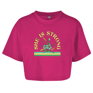Damen Oversize Crop Top she is strong