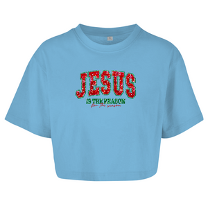 Damen Oversize Crop Top jesus is the reason for the season