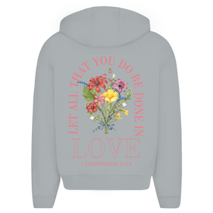 Oversize Zipper Hoodie be done in love 1 corinthians 16:14