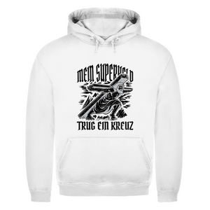 Herren Hoodie mein superheld trug ein kreuz