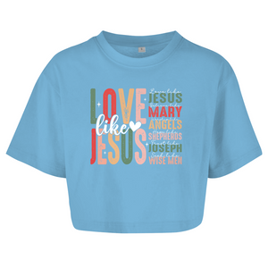 Damen Oversize Crop Top love like jesus