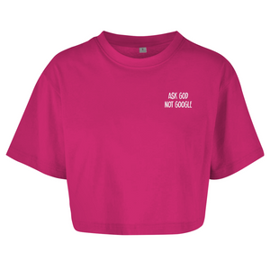 Damen Oversize Crop Top ask god not google