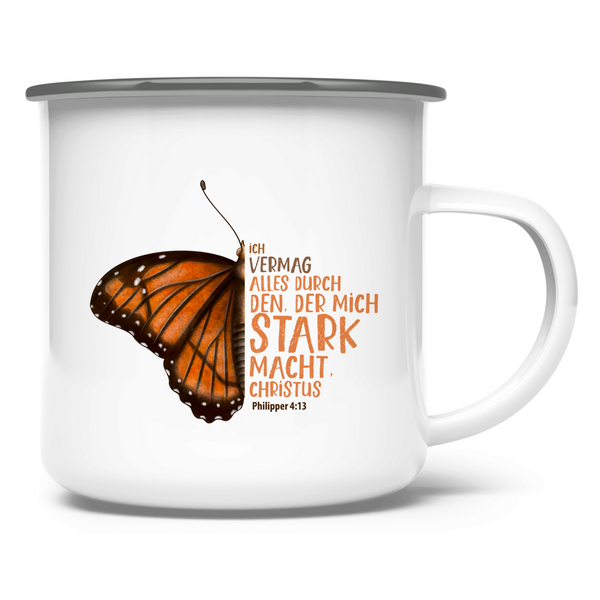 Emaille Tasse der mich stark macht schmetterling