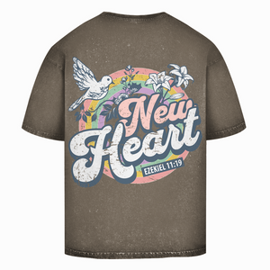 Oversize Washed T-Shirt new heart ezekiel 11:19