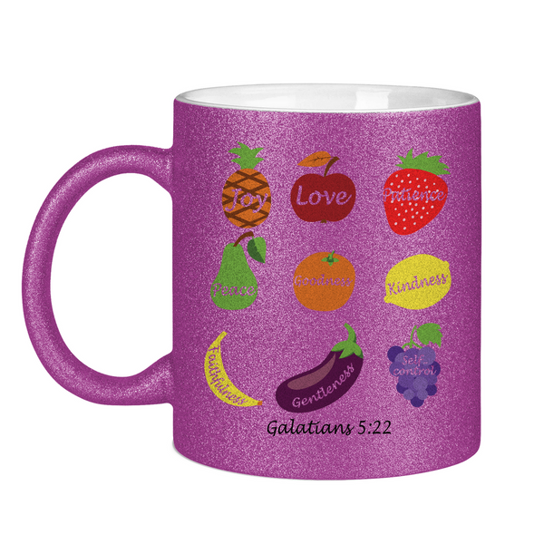 Glitzertasse joy love peace galatians 5:22