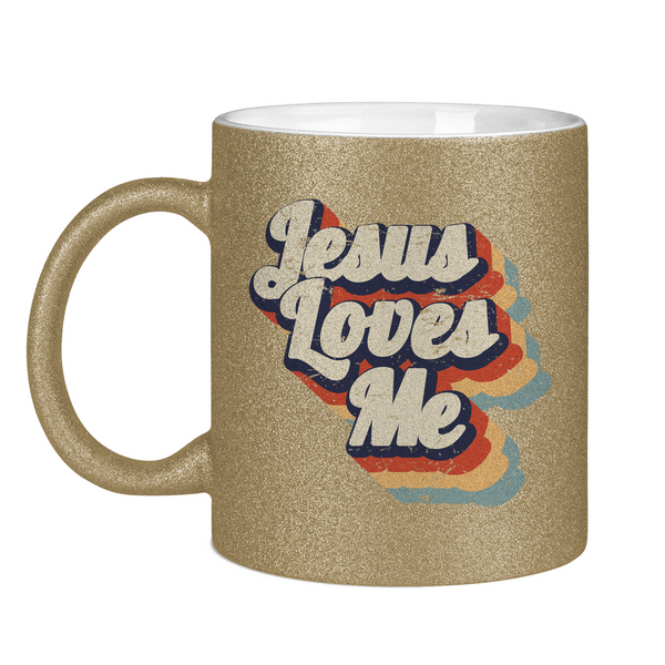 Glitzertasse jesus loves me