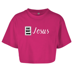 Damen Oversize Crop Top one way jesus