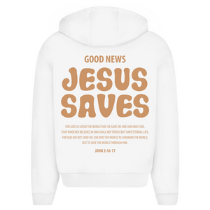 Oversize Zipper Hoodie jesus saves john 3:16-17