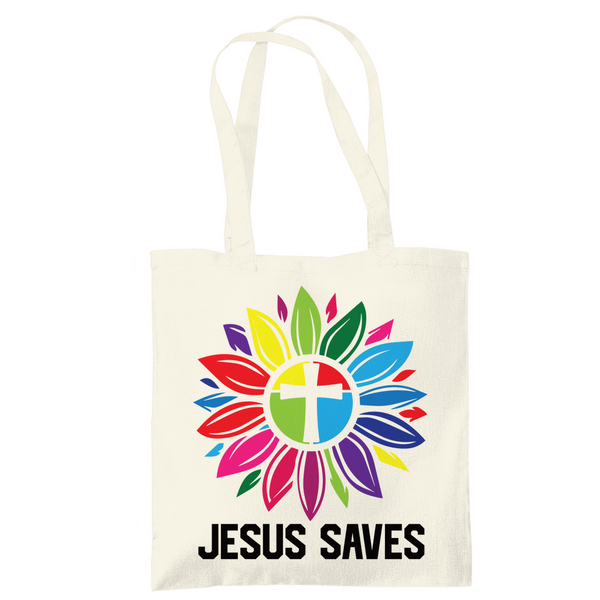 Tragetasche jesus saves blume