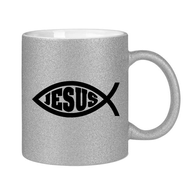 Glitzertasse Ichthys fisch christliches symbol