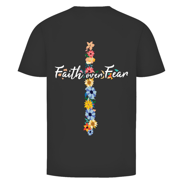 Herren T-Shirt faith over fear blumen kreuz