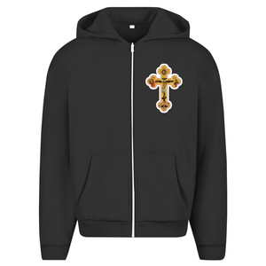 Oversize Zipper Hoodie Griechisch Orthodoxe Jesus Kreuz