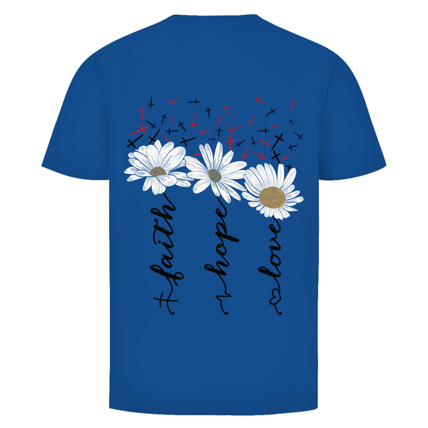 Herren T-Shirt faith hope love blumen