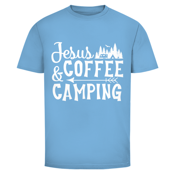 Herren T-Shirt jesus coffee camping