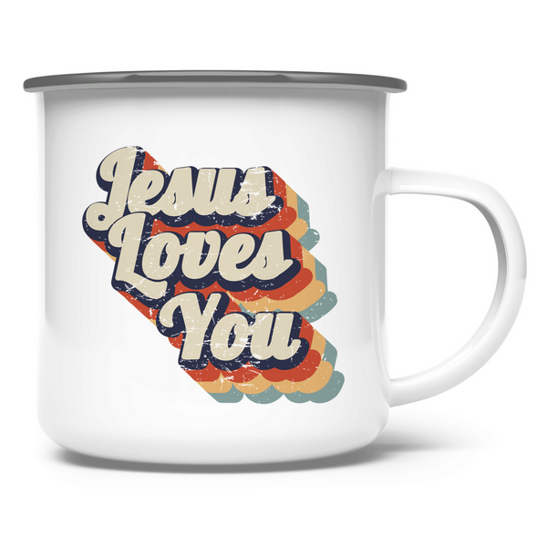 Emaille Tasse jesus loves you