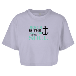 Damen Oversize Crop Top jesus is the anchor of my soul segeln