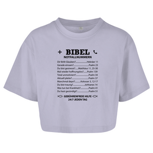 Damen Oversize Crop Top bibel notfallnummern