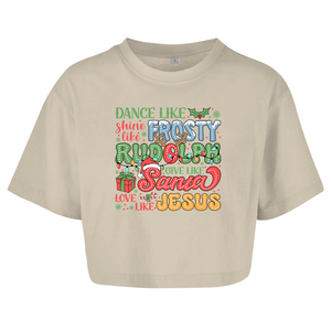 Damen Oversize Crop Top dance like frosty love like jesus