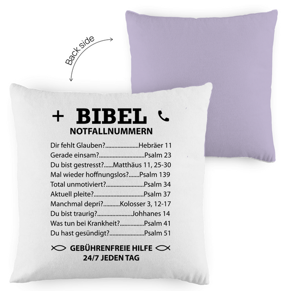 Kopfkissen zweifarbig bibel notfallnummern