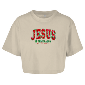 Damen Oversize Crop Top jesus is the reason for the season
