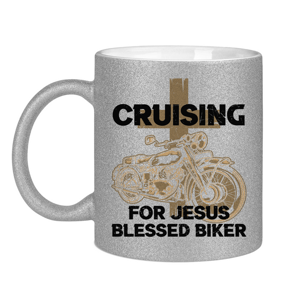 Glitzertasse cruising for jesus blessed biker