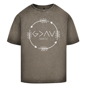 Oversize Washed T-Shirt god greater than highs lows romans 8:28