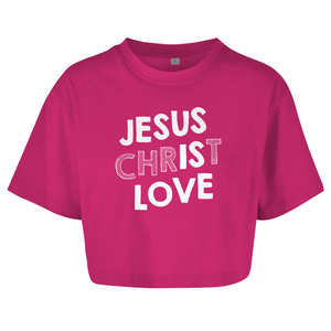Damen Oversize Crop Top jesus christ love