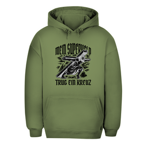 Unisex Oversize Hoodie mein superheld trug ein kreuz