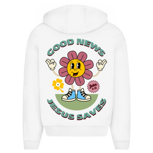 Oversize Zipper Hoodie good news jesus saves