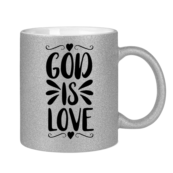 Glitzertasse god is love