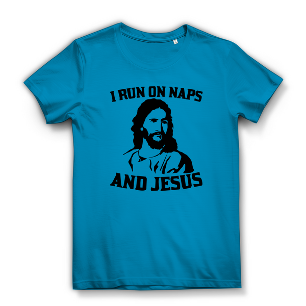 Damen Bio T-Shirt i run on naps and jesus