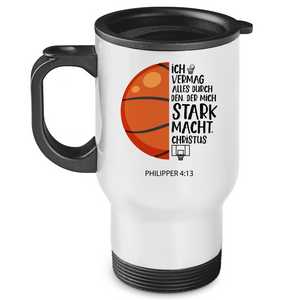 Edelstahl-Thermobecher der mich stark macht philipper 4:13 basketball