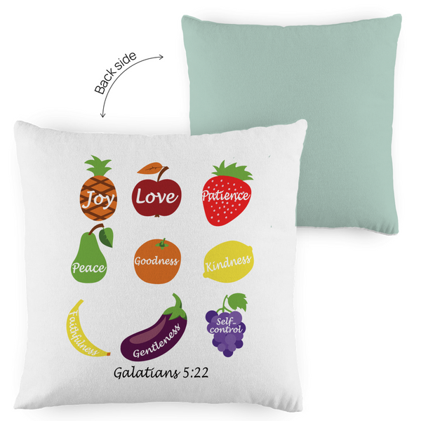 Kopfkissen zweifarbig joy love peace galatians 5:22