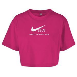 Damen Oversize Crop Top jesus just praise him
