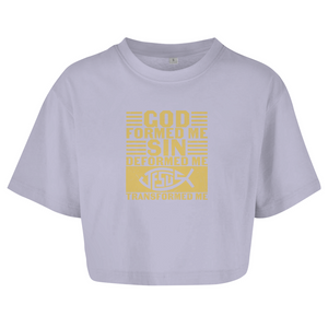 Damen Oversize Crop Top god formed me