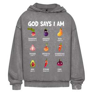 Oversize Washed Hoodie god says i am handsome