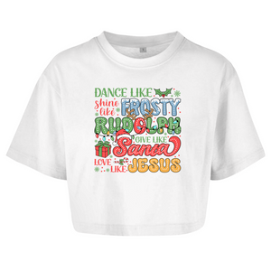 Damen Oversize Crop Top dance like frosty love like jesus