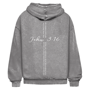 Oversize Washed Hoodie for god so loved the world john 3:16