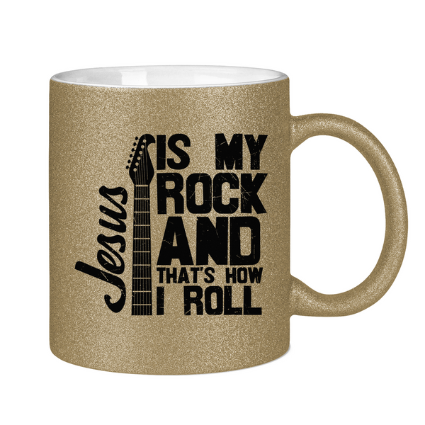 Glitzertasse jesus is my rock gitarrenspieler