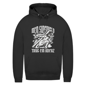 Damen Hoodie mein superheld trug ein kreuz