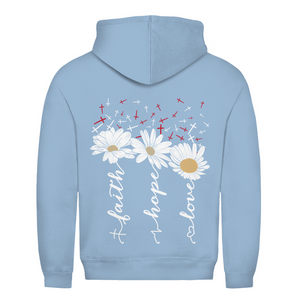 Herren Hoodie faith hope love blumen