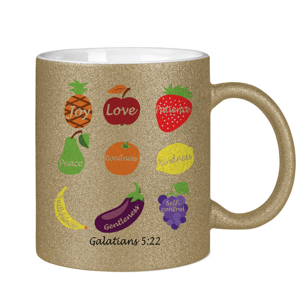 Glitzertasse joy love peace galatians 5:22