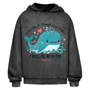 Oversize Washed Hoodie Deep Waters Isaiah 43:2