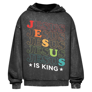 Oversize Washed Hoodie jesus is king retro