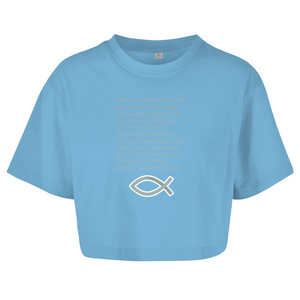 Damen Oversize Crop Top ICHTHYS spruch