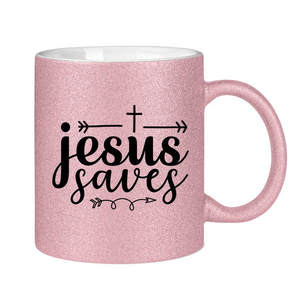 Glitzertasse jesus saves