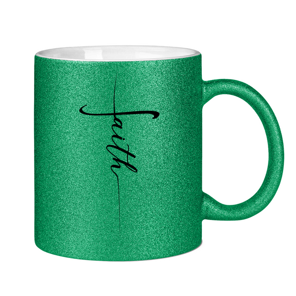 Glitzertasse faith kreuz